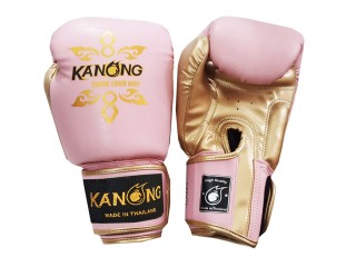 「Kanong」子供用ボクシンググローブ  : （タイデザイン） ピンク/金色