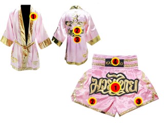 「Kanong」ボクシングキックボクシングムエタイ用ボクシングガウンとボクシングパンツ : モデル 121-ピンク