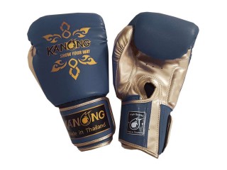 「Kanong」ボクシングキックボクシング用ボクシンググローブ : （タイデザイン） 紺/金色