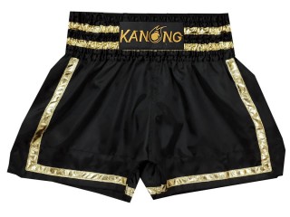 Kanong キックボクシングショーツ : KNS-140-黒-金色