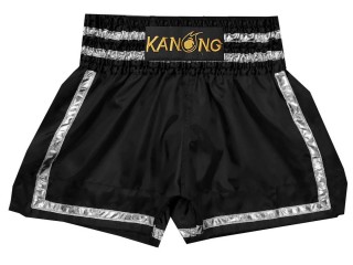 Kanong キックボクシングショーツ : KNS-140-黒-銀色