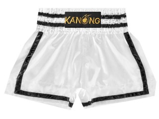 Kanong キックボクシングショーツ : KNS-140-白-黒