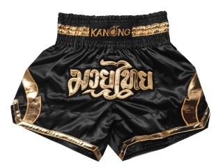 Kanong キックボクシングショーツ : KNS-144-黒-金色