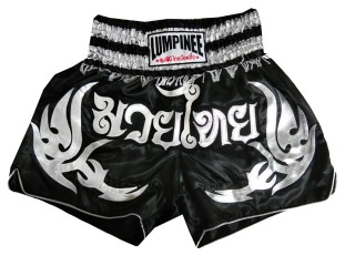 Lumpinee キックボクシング パンツ : LUM-050-黒-銀色