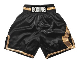 （オーダーメイド）ボクシングショーツ、ボクシングトランクス : KNBSH-036-黒-金色