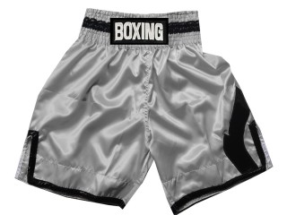 （オーダーメイド）ボクシングショーツ、ボクシングトランクス : KNBSH-036-銀色