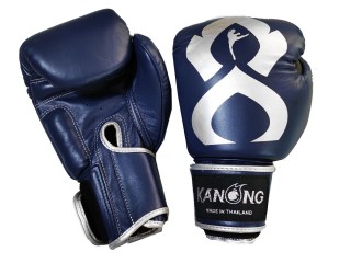 「Kanong」ボクシンググローブ 本革 : "Thai Kick" 紺-銀色
