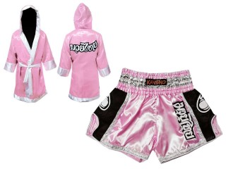 「Kanong」ボクシングキックボクシングムエタイ用ボクシングガウンとボクシングパンツ : モデル 208-ピンク