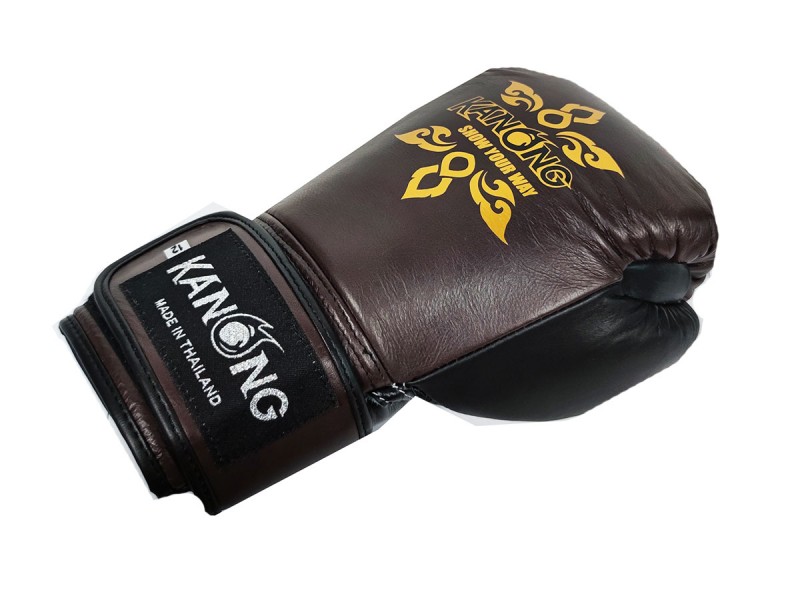 「Kanong」ボクシンググローブ 本革 : 茶色/黒
