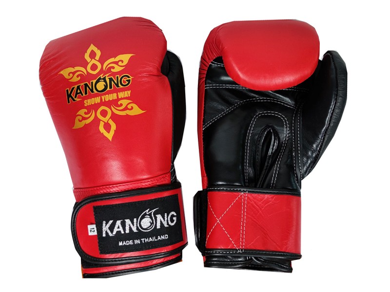 「Kanong」ボクシンググローブ 本革 : 赤/黒
