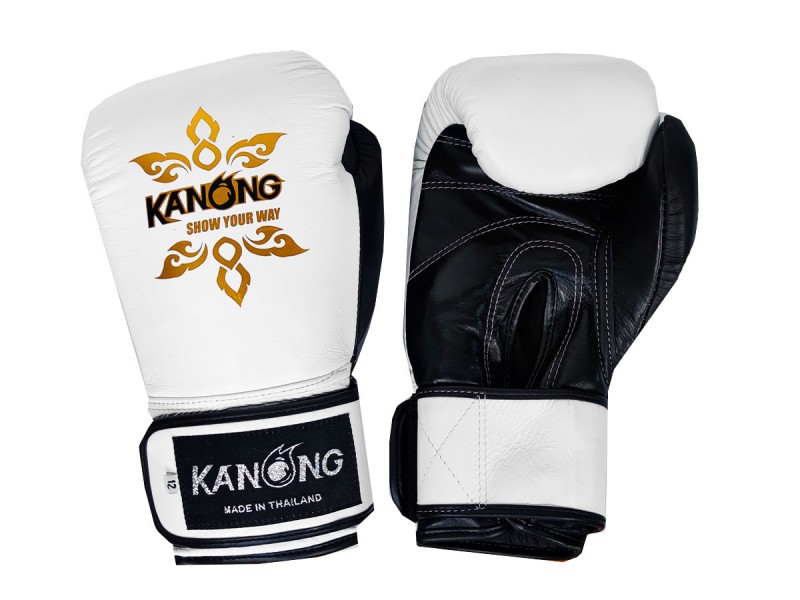 「Kanong」ボクシンググローブ 本革 : 白/黒